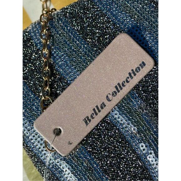 Bella Collection Silver Sequin Evening Prom Wedding Purse - Picture 4 of 5